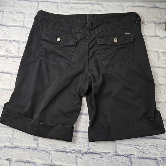 Riders Women's Denim Shorts Black Tabbed Cuff size 16M Small Button Flap Pockets - Picture 1 of 11